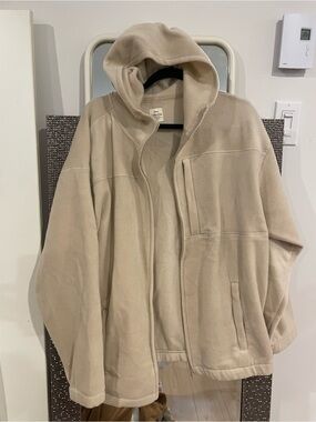 Beige Hooded Fleece Jacket
